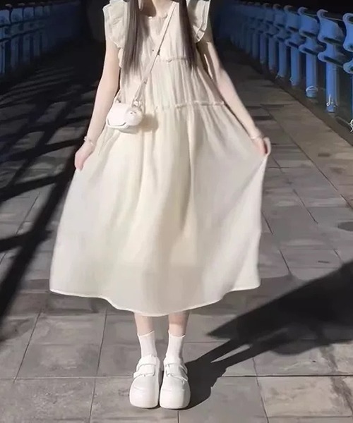 gossip!ロサンゼルス(ゴシップロサンゼルス)の「YUGA フリルスリーブ ティアードワンピース(ワンピース・レディース・オフホワイト・FREE)」の7枚目の写真