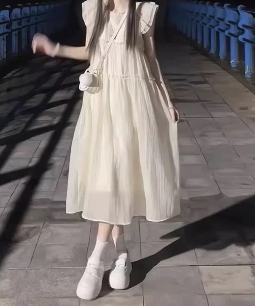 gossip!ロサンゼルス(ゴシップロサンゼルス)の「YUGA フリルスリーブ ティアードワンピース(ワンピース・レディース・オフホワイト・FREE)」の8枚目の写真