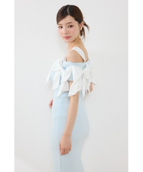 rienda(リエンダ)の「リボンタイトニットワンピース 夏服 秋服(ワンピース・レディース・ライトブルー/ブラック/ベージュ・FREE)」の9枚目の写真