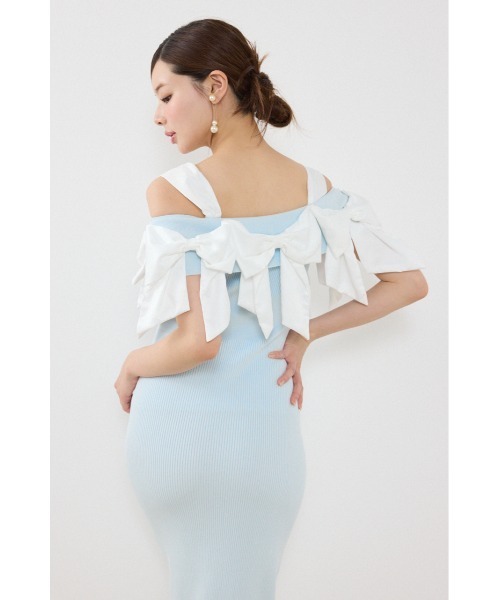 rienda(リエンダ)の「リボンタイトニットワンピース 夏服 秋服(ワンピース・レディース・ライトブルー/ブラック/ベージュ・FREE)」の10枚目の写真