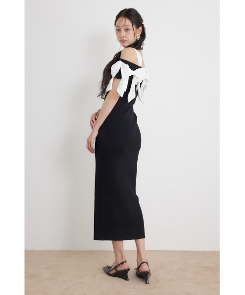 rienda(リエンダ)の「リボンタイトニットワンピース 夏服 秋服(ワンピース・レディース・ライトブルー/ブラック/ベージュ・FREE)」の13枚目の写真