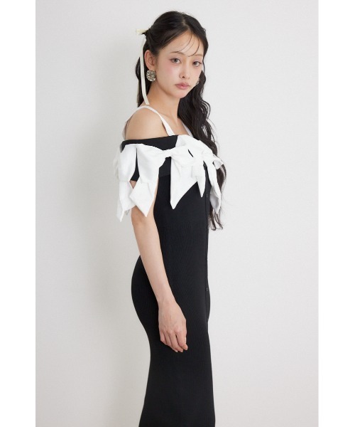 rienda(リエンダ)の「リボンタイトニットワンピース 夏服 秋服(ワンピース・レディース・ライトブルー/ブラック/ベージュ・FREE)」の15枚目の写真