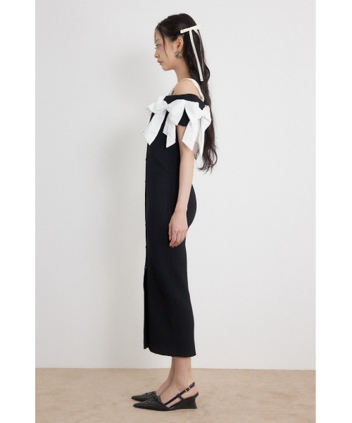 rienda(リエンダ)の「リボンタイトニットワンピース 夏服 秋服(ワンピース・レディース・ライトブルー/ブラック/ベージュ・FREE)」の18枚目の写真
