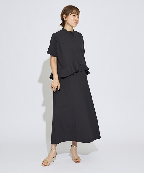 DESIGNWORKS(デザインワークス)の「【一部店舗限定】吸水拡散ウエストラッフルワンピース(ワンピース・レディース・ブラック・フリー)」の9枚目の写真