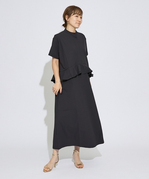 DESIGNWORKS(デザインワークス)の「【一部店舗限定】吸水拡散ウエストラッフルワンピース(ワンピース・レディース・ブラック・フリー)」の3枚目の写真