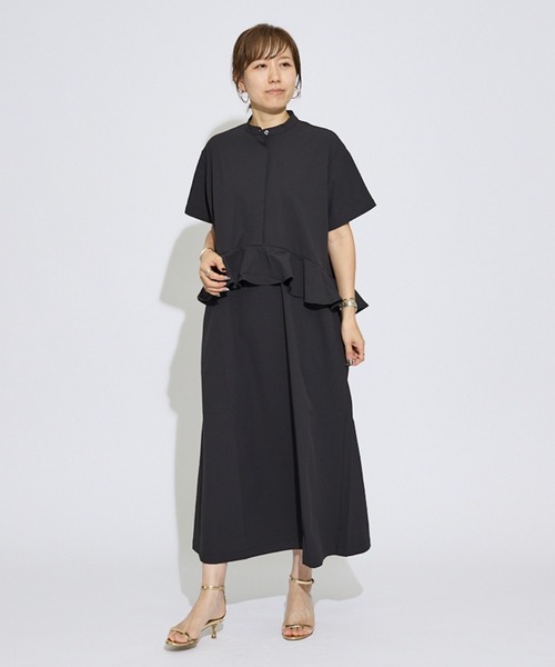 DESIGNWORKS(デザインワークス)の「【一部店舗限定】吸水拡散ウエストラッフルワンピース(ワンピース・レディース・ブラック・フリー)」の4枚目の写真