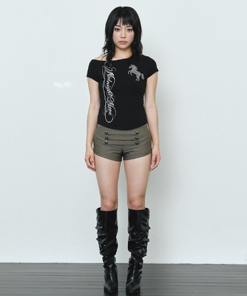Midnight Move(ミッドナイトムーブ)の「A'GEM/9 × .kom 『MIDNIGHT MOVE/ミッドナイトムーブ』CB HORSE TEE/CBホース半袖Tシャツ(Tシャツ/カットソー・レディース・ライトグリーン/ブラック・FREE)」の9枚目の写真