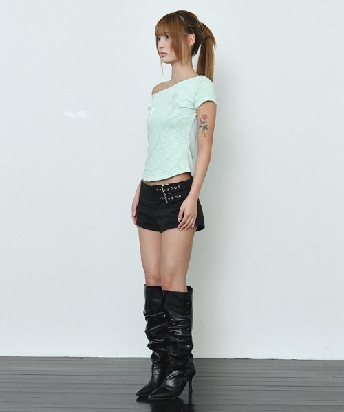 Midnight Move(ミッドナイトムーブ)の「A'GEM/9 × .kom 『MIDNIGHT MOVE/ミッドナイトムーブ』CB HORSE TEE/CBホース半袖Tシャツ(Tシャツ/カットソー・レディース・ライトグリーン/ブラック・FREE)」の5枚目の写真