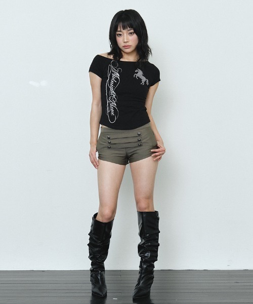Midnight Move(ミッドナイトムーブ)の「A'GEM/9 × .kom 『MIDNIGHT MOVE/ミッドナイトムーブ』CB HORSE TEE/CBホース半袖Tシャツ(Tシャツ/カットソー・レディース・ライトグリーン/ブラック・FREE)」の7枚目の写真