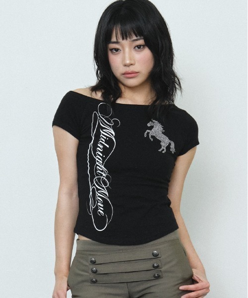 Midnight Move(ミッドナイトムーブ)の「A'GEM/9 × .kom 『MIDNIGHT MOVE/ミッドナイトムーブ』CB HORSE TEE/CBホース半袖Tシャツ(Tシャツ/カットソー・レディース・ライトグリーン/ブラック・FREE)」の19枚目の写真
