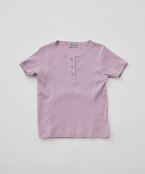 CONZ(コンズ)の「fitted rib henry short sleeve(Tシャツ/カットソー・レディース・ダークグレー/ブラック/ダークネイビー/ピンク・2/1)」の1枚目の写真