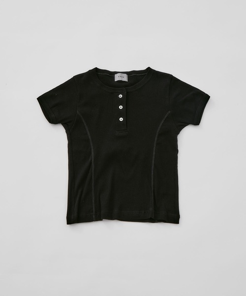 CONZ(コンズ)の「fitted rib henry short sleeve(Tシャツ/カットソー・レディース・ダークグレー/ブラック/ダークネイビー/ピンク・2/1)」の5枚目の写真