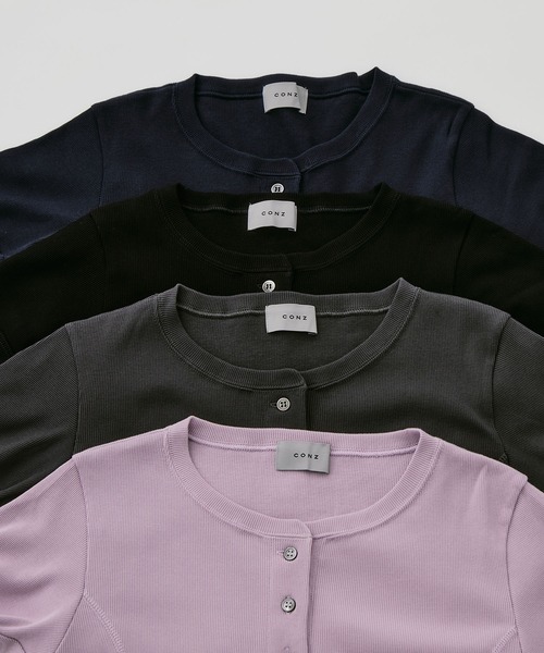 CONZ(コンズ)の「fitted rib henry short sleeve(Tシャツ/カットソー・レディース・ダークグレー/ブラック/ダークネイビー/ピンク・2/1)」の15枚目の写真