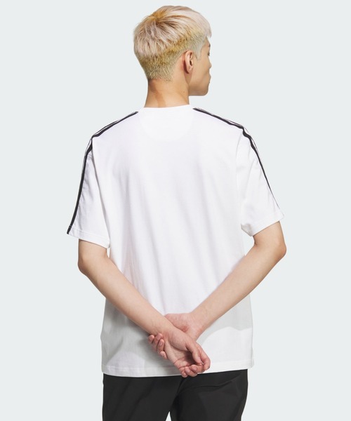 adidas(アディダス)の「エッセンシャルズ プラス ルーズフィット スリーストライプス シングルジャージー半袖Tシャツ / アディダス adidas(Tシャツ/カットソー・メンズ・ホワイト・XX-LARGE/3XL/LARGE/MEDIUM/SMALL/X-LARGE/X-SMALL)」の2枚目の写真