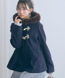 <大きいサイズ>ミディ丈フェイクファーフードダッフルコート marun