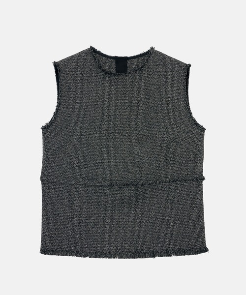 LE CIEL BLEU（ルシェルブルー）の「ツイードスリーブレストップ / Tweed Sleeveless TOP（シャツ/ブラウス・レディース・ネイビー/ブラック・36）」の10枚目の写真