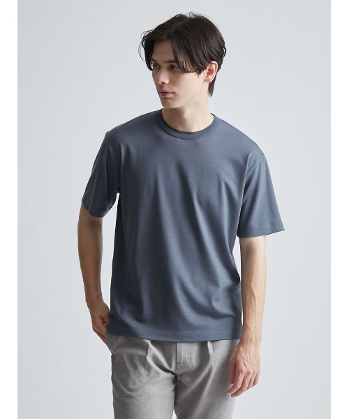 AOURE(アウール)の「WEGNER WOOL JERSEY SS(Tシャツ/カットソー・メンズ・ダークネイビー/キャメル/グレー・MEDIUM/LARGE)」の2枚目の写真