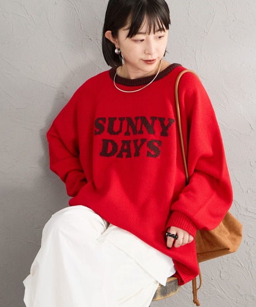 LOGAN knitting mills（ローガンニッティングミルズ）の「【WEB先行予約】[LOGAN Knitting Mills/ローガン ニッティング ミルズ] 別注 配色ジャガードラグランニット（ニット/セーター・レディース・ネイビー/ベージュ/アイボリー/レッド/ブルー・F）」の5枚目の写真