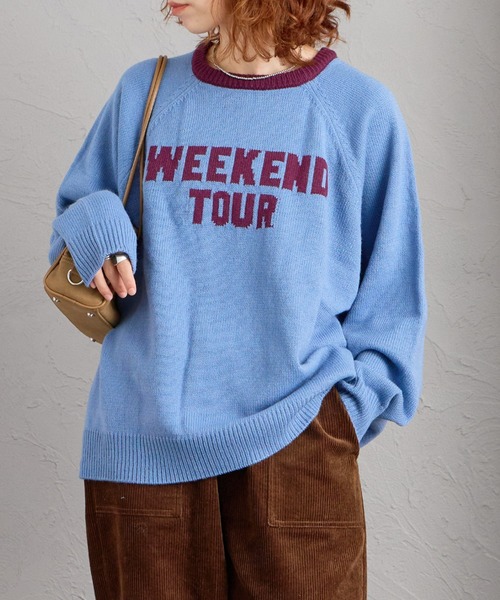 LOGAN knitting mills（ローガンニッティングミルズ）の「【WEB先行予約】[LOGAN Knitting Mills/ローガン ニッティング ミルズ] 別注 配色ジャガードラグランニット（ニット/セーター・レディース・ネイビー/ベージュ/アイボリー/レッド/ブルー・F）」の4枚目の写真