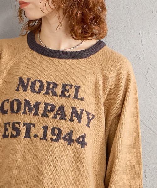 LOGAN knitting mills（ローガンニッティングミルズ）の「【WEB先行予約】[LOGAN Knitting Mills/ローガン ニッティング ミルズ] 別注 配色ジャガードラグランニット（ニット/セーター・レディース・ネイビー/ベージュ/アイボリー/レッド/ブルー・F）」の22枚目の写真