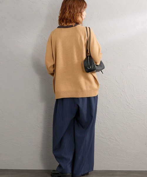LOGAN knitting mills（ローガンニッティングミルズ）の「【WEB先行予約】[LOGAN Knitting Mills/ローガン ニッティング ミルズ] 別注 配色ジャガードラグランニット（ニット/セーター・レディース・ネイビー/ベージュ/アイボリー/レッド/ブルー・F）」の21枚目の写真