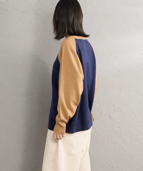LOGAN knitting mills（ローガンニッティングミルズ）の「【WEB先行予約】[LOGAN Knitting Mills/ローガン ニッティング ミルズ] 別注 配色ジャガードラグランニット（ニット/セーター・レディース・ネイビー/ベージュ/アイボリー/レッド/ブルー・F）」の14枚目の写真