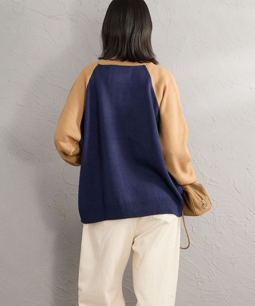 LOGAN knitting mills（ローガンニッティングミルズ）の「【WEB先行予約】[LOGAN Knitting Mills/ローガン ニッティング ミルズ] 別注 配色ジャガードラグランニット（ニット/セーター・レディース・ネイビー/ベージュ/アイボリー/レッド/ブルー・F）」の15枚目の写真