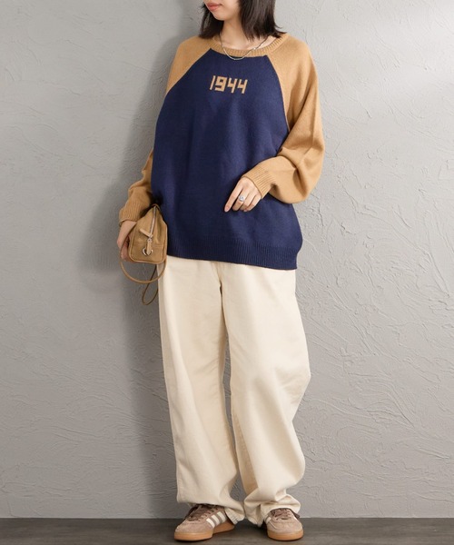 LOGAN knitting mills（ローガンニッティングミルズ）の「【WEB先行予約】[LOGAN Knitting Mills/ローガン ニッティング ミルズ] 別注 配色ジャガードラグランニット（ニット/セーター・レディース・ネイビー/ベージュ/アイボリー/レッド/ブルー・F）」の16枚目の写真
