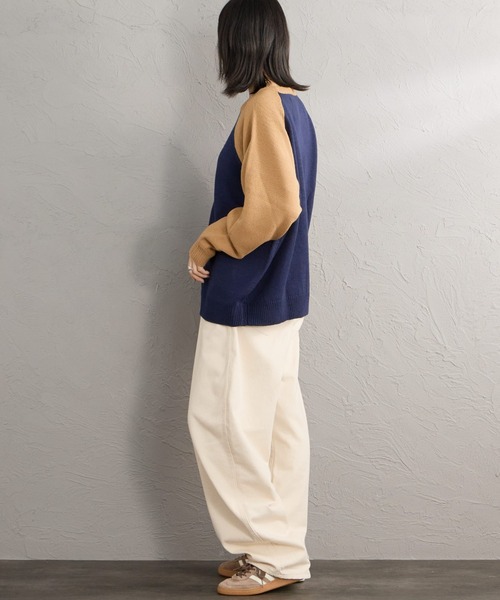 LOGAN knitting mills（ローガンニッティングミルズ）の「【WEB先行予約】[LOGAN Knitting Mills/ローガン ニッティング ミルズ] 別注 配色ジャガードラグランニット（ニット/セーター・レディース・ネイビー/ベージュ/アイボリー/レッド/ブルー・F）」の17枚目の写真