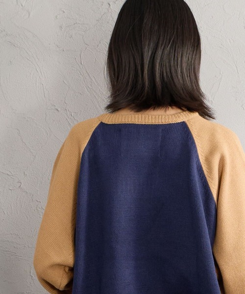 LOGAN knitting mills（ローガンニッティングミルズ）の「【WEB先行予約】[LOGAN Knitting Mills/ローガン ニッティング ミルズ] 別注 配色ジャガードラグランニット（ニット/セーター・レディース・ネイビー/ベージュ/アイボリー/レッド/ブルー・F）」の8枚目の写真