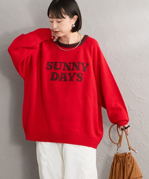 LOGAN knitting mills（ローガンニッティングミルズ）の「【WEB先行予約】[LOGAN Knitting Mills/ローガン ニッティング ミルズ] 別注 配色ジャガードラグランニット（ニット/セーター・レディース・ネイビー/ベージュ/アイボリー/レッド/ブルー・F）」の11枚目の写真