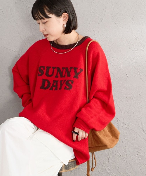 LOGAN knitting mills（ローガンニッティングミルズ）の「【WEB先行予約】[LOGAN Knitting Mills/ローガン ニッティング ミルズ] 別注 配色ジャガードラグランニット（ニット/セーター・レディース・ネイビー/ベージュ/アイボリー/レッド/ブルー・F）」の10枚目の写真