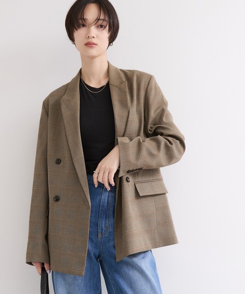 le cercle ADAM ET ROPE'（ルセルクルアダムエロペ）の「テーラードジャケット/セットアップ対応（テーラードジャケット・レディース・ブラウン/ネイビー・FREE）」の2枚目の写真