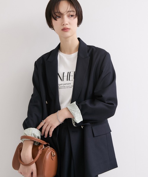 le cercle ADAM ET ROPE'（ルセルクルアダムエロペ）の「テーラードジャケット/セットアップ対応（テーラードジャケット・レディース・ブラウン/ネイビー・FREE）」の11枚目の写真