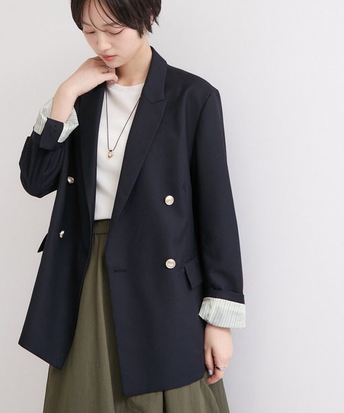 le cercle ADAM ET ROPE'（ルセルクルアダムエロペ）の「テーラードジャケット/セットアップ対応（テーラードジャケット・レディース・ブラウン/ネイビー・FREE）」の12枚目の写真