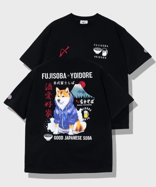 go slow caravan(ゴースローキャラバン)の「YOIDORE/酔いどれ 富士そばコラボ 富士柴 TEE(Tシャツ/カットソー・メンズ・ホワイト/ブラック・MEDIUM/LARGE/X-LARGE)」の2枚目の写真