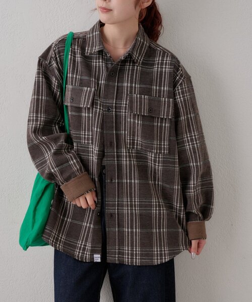 CIAOPANIC TYPY(チャオパニックティピー)の「モールチェックシャツジャケット(シャツ/ブラウス・メンズ・ネイビー/アイボリー/オレンジ/ブラウン・MEDIUM/LARGE)」の6枚目の写真