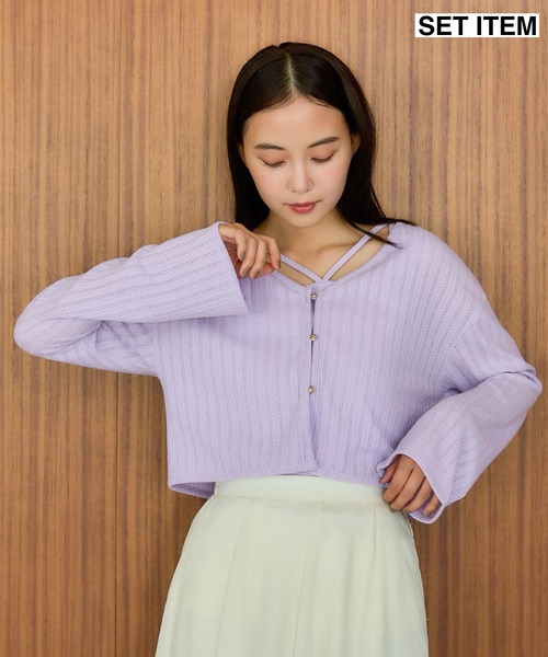mysty woman（ミスティウーマン）の「【セットアイテム】ラッセルレースアンサンブル長袖　1077986（アンサンブル・レディース・グレー/ブラック/オフホワイト/ラベンダー・FREE）」の4枚目の写真