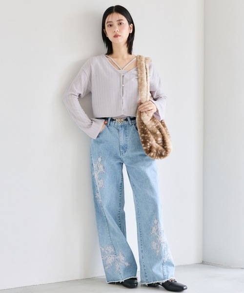mysty woman（ミスティウーマン）の「【セットアイテム】ラッセルレースアンサンブル長袖　1077986（アンサンブル・レディース・グレー/ブラック/オフホワイト/ラベンダー・FREE）」の18枚目の写真