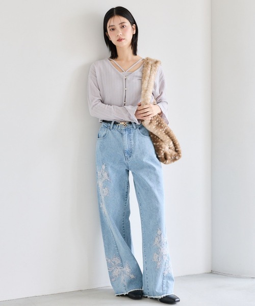 mysty woman（ミスティウーマン）の「【セットアイテム】ラッセルレースアンサンブル長袖　1077986（アンサンブル・レディース・グレー/ブラック/オフホワイト/ラベンダー・FREE）」の19枚目の写真