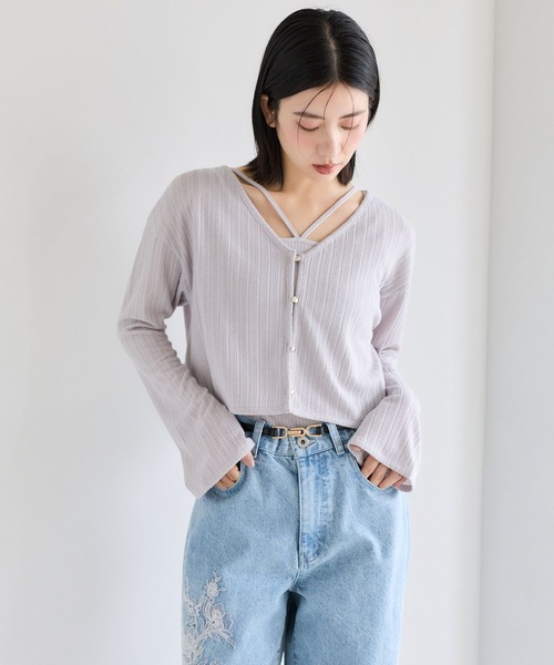 mysty woman（ミスティウーマン）の「【セットアイテム】ラッセルレースアンサンブル長袖　1077986（アンサンブル・レディース・グレー/ブラック/オフホワイト/ラベンダー・FREE）」の21枚目の写真