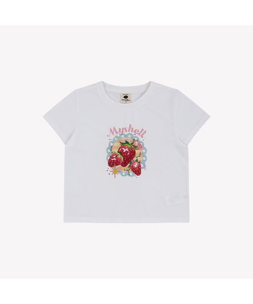 MYSHELL(マイシェル)の「ソフリーストロベリークロップ半袖Tシャツ_40941TS(Tシャツ/カットソー・レディース・ホワイト・FREE)」の1枚目の写真