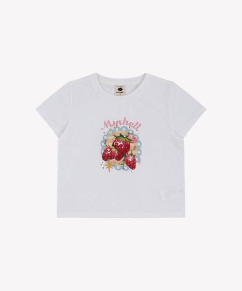 MYSHELL(マイシェル)の「ソフリーストロベリークロップ半袖Tシャツ_40941TS(Tシャツ/カットソー・レディース・ホワイト・FREE)」の2枚目の写真