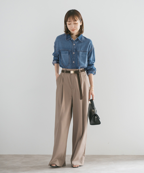 Noble(ノーブル)の「《WEB限定追加》スージングデニムビッグポケットシャツ(シャツ/ブラウス・レディース・ネイビー・FREE)」の12枚目の写真