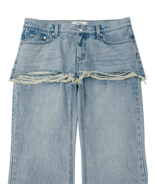 DEINET(ダイニット)の「LAYERED SEMI BOOTSCUT DENIM PANTS IN LIGHT BLUE(デニムパンツ・レディース・その他・SMALL/MEDIUM)」の3枚目の写真