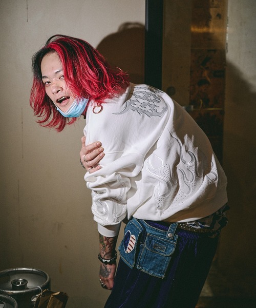 GALFY(ガルフィー)の「GALFY-二代目ファイヤーピカピカスウェット(スウェット・メンズ・ブラック/ホワイト・XL/L)」の6枚目の写真