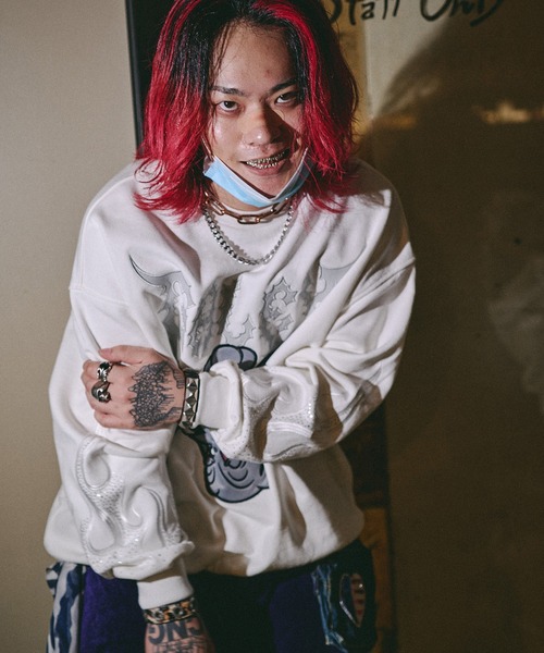 GALFY(ガルフィー)の「GALFY-二代目ファイヤーピカピカスウェット(スウェット・メンズ・ブラック/ホワイト・XL/L)」の4枚目の写真