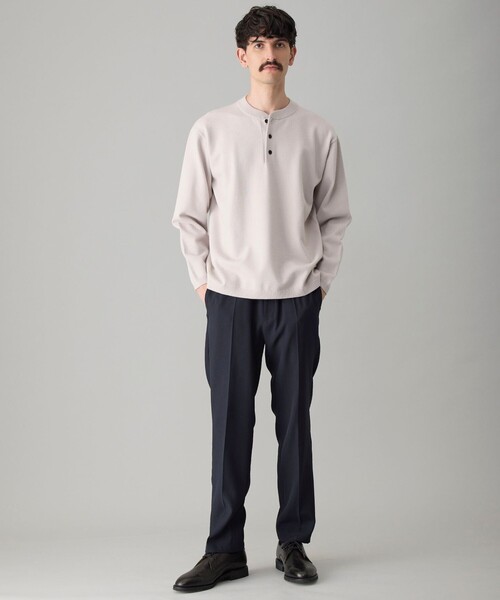 UNFILO(アンフィーロ)の「【洗える/抗菌防臭】スムースシルキーニット ヘンリー(ニット/セーター・メンズ・カーキ系/ネイビー系/ライトグレー系・SMALL/MEDIUM/LARGE/X-LARGE)」の4枚目の写真