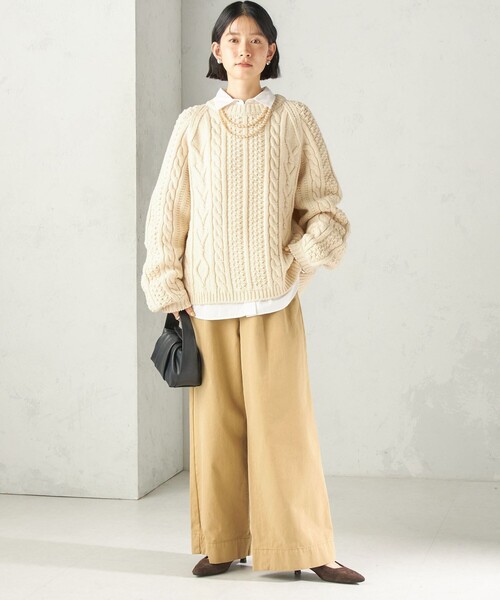 SHIPS（シップス）の「SHIPS NINE CASE:〈洗濯機可能〉アラン ニット プルオーバー（ニット/セーター・レディース・オフホワイト・ONE SIZE）」の2枚目の写真