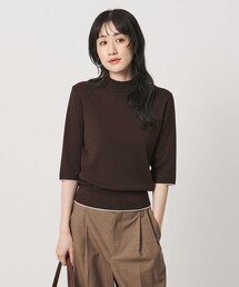 ５分袖 ミニ ハイネック ニット ‐ウォッシャブル‐